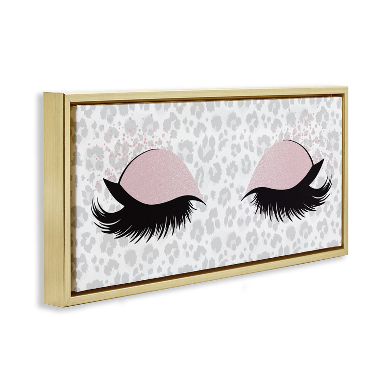 Glam Makeup Leopard Pattern, Metallic Gold Floater Frame, 14" H x 31" W