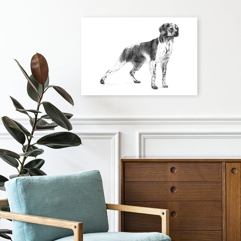 Portrait d'un chien de chasse classique, élégant et réaliste, impression d'art mural, H 16 po x l 24 po