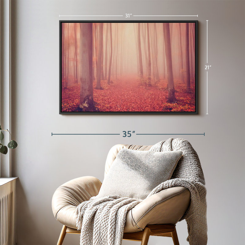 Nature «Foggy Red Forest Canvas Print», H 21 po x l 31 po