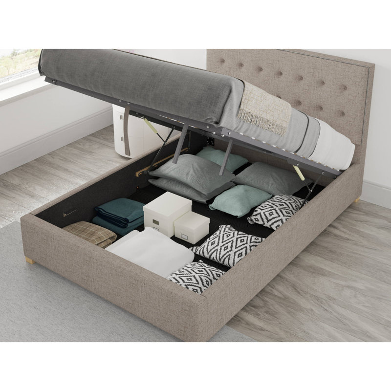 Abarca Upholstered Ottoman Storage Bed, Super King (6'), Granite