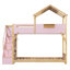 Lit superposé simple au dessus d'un lit simple avec escalier et lumières DEL 3 couleurs, rose-132439431-132439433