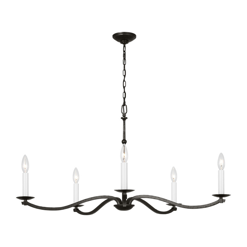 Chapman & Myers Wellen Dining Room Chandelier In Aged Iron Finish, 18.5" H x 36" W x 36" D, 5 Lights