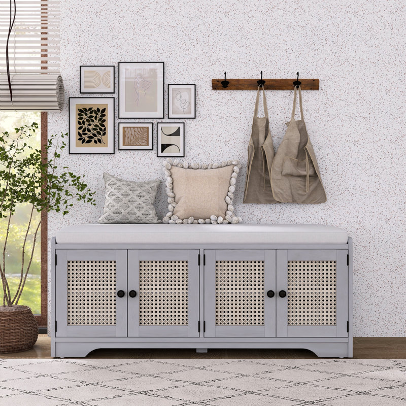 Banc de rangement en bois Rustic, Gris