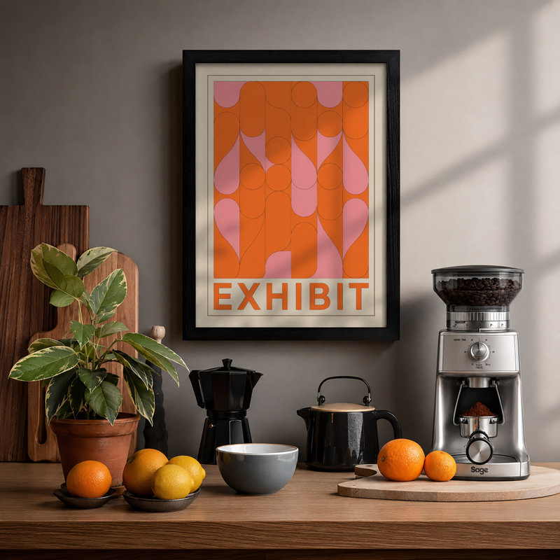 Exhibit Mid-Century - Framed Print, A1 - 84.1 x 59.4 cm, Black
