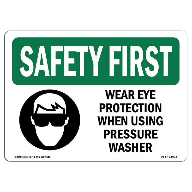 Osha Safety First Sign - Porter des lunettes de protection lors de l'utilisation avec le symbole