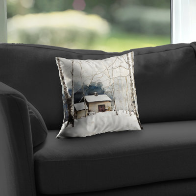 Small Winter Barn - Building Bathroom – Throw Pillow Cover Only, Double-Sided Print, Insert Not Included