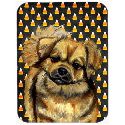 Caroline's Treasures Halloween Candy Corn Tibetan Spaniel Portrait Glass Cutting Board
