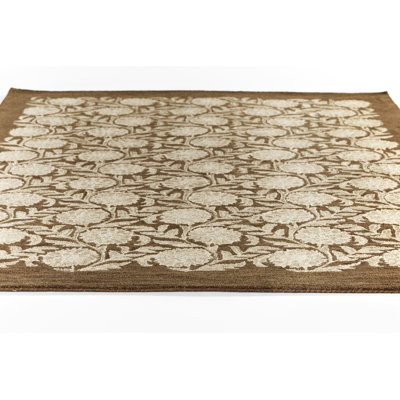 Eleanora Brown Hand-Tufted Floral Wool Rug