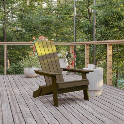 Balasi Contemporary Commercial Grade All-Weather Poly Resin Indoor/Outdoor Folding Adirondack Chair