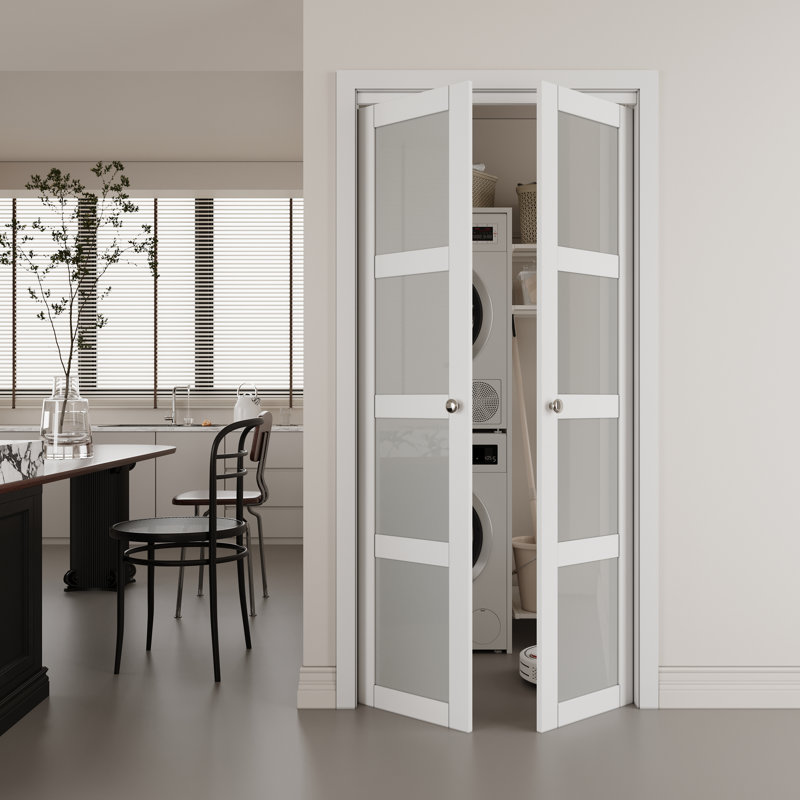 Pivot-French or Bi-fold Glass Door Solid Manufactured Wood with Installation Hardware Kit(closet-pantry), 36" x 80"