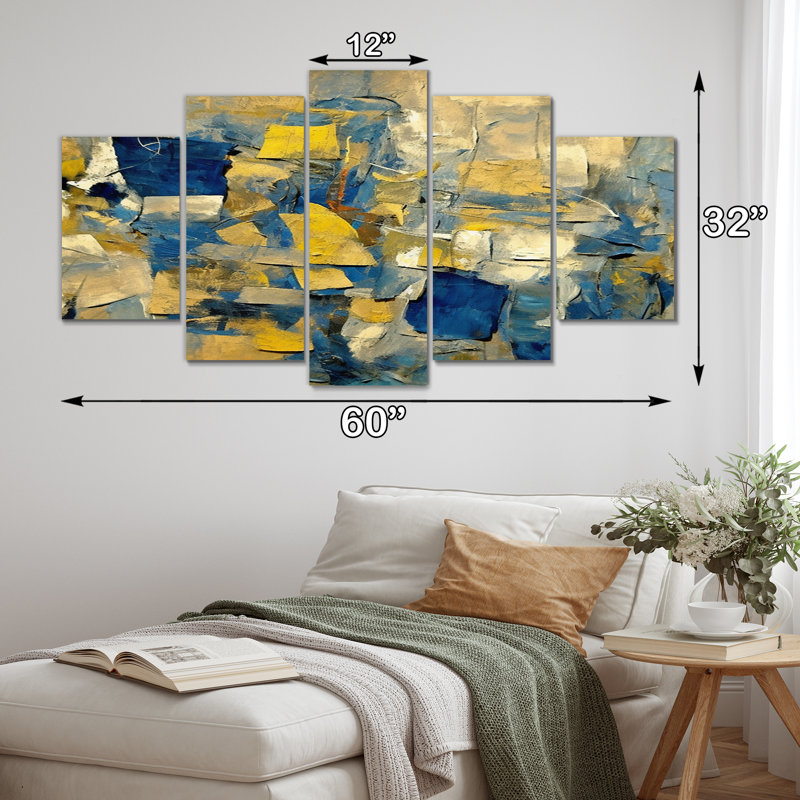Cornellius - art mural abstrait sur toile - 5 panneaux