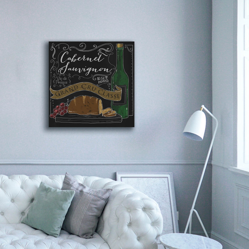 «Wine Chalkboard 2» par Fiona Stokes-Gilbert, art mural sur toile, H 37 po x l 37 po x P 1,5 po