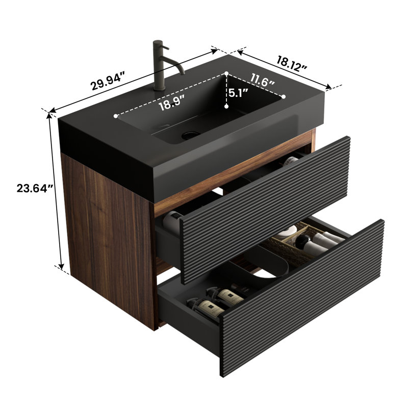 Meuble-lavabo mural de 30 po Gloria, 30", Blanc