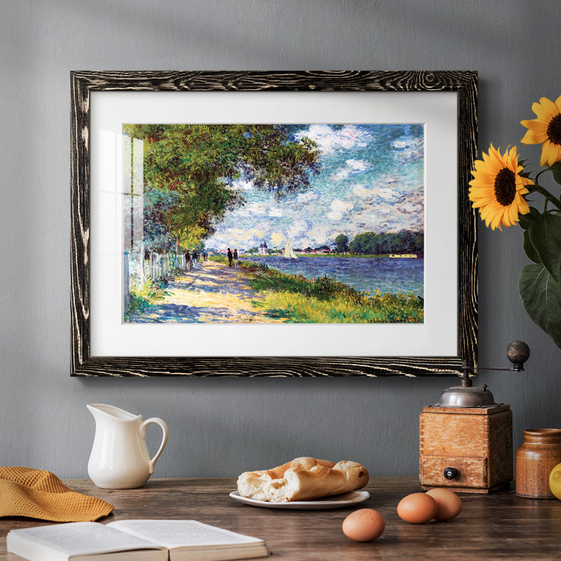 La seine à Argenteuil, 1875 - reproduction d'un seul cadre, Noir, H 18 po x l 26 po x P 1,5 po