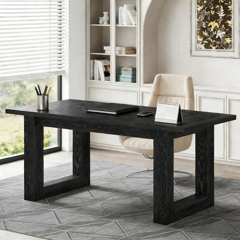 Wooden Workstation Table, Black