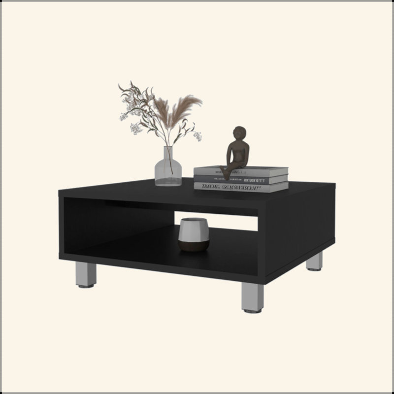 Table basse blanche avec rangement ouvert, Blanc