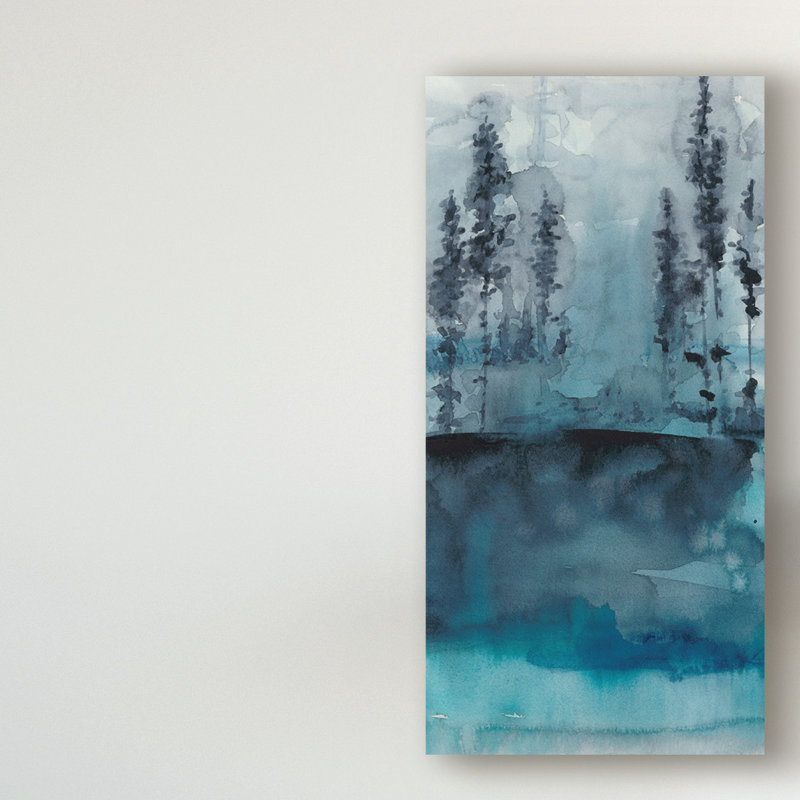 « winter beach trees i », peinture sur toile tendue, H 24 po x l 12 po x P 2 po