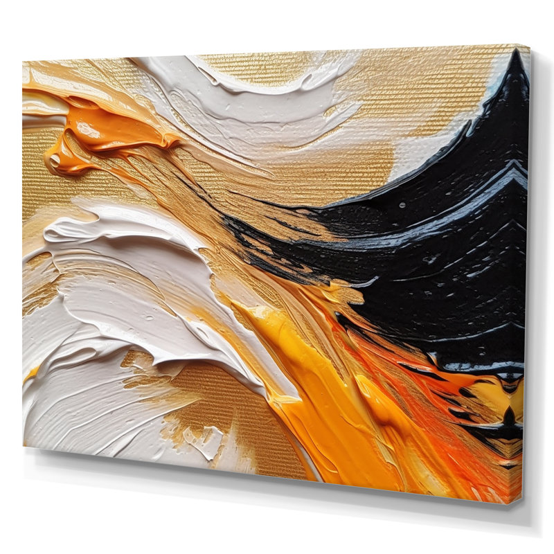 «Orange» et «Mystic Spirals» orange et noir, Toile tendue, H 12 po x l 20 po x P 1 po