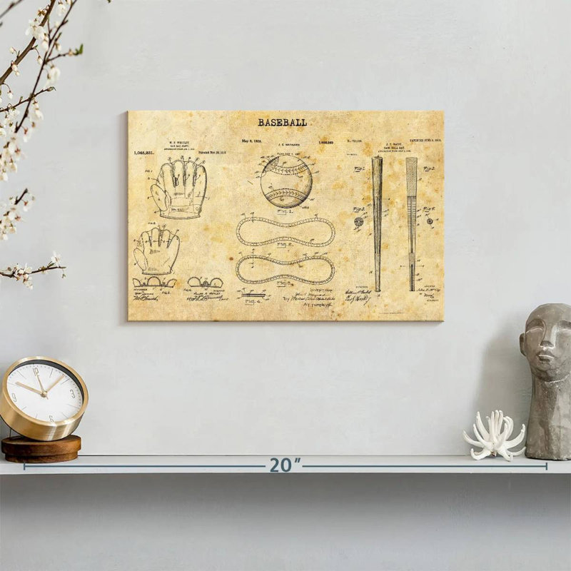 Baseball Compilation brevet sur toile, H 8 po x l 12 po x P 1 po
