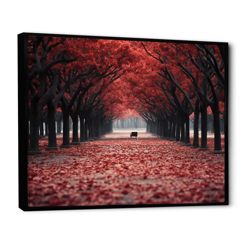 Red And Grey Tree Solitude III Framed On Canvas Print, Cadre flottant noir, H 24 po x l 32 po x P 1 po