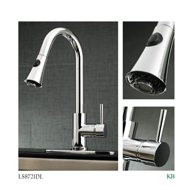 Kingston Brass Concord Single-Handle Pull-Down Kitchen Faucet, Polished Chrome