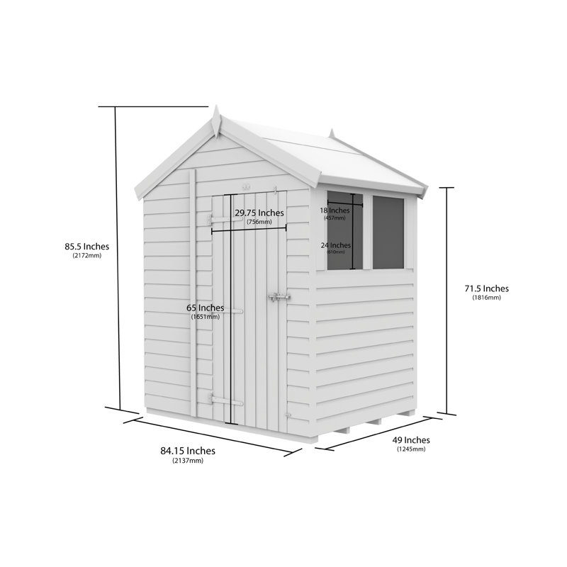 Total Sheds 7ft x 4ft Security Apex Shed - Heavy-Duty Hasp Staple Anti-Tamper - Pressure Treated Timber - UK Manufactured
