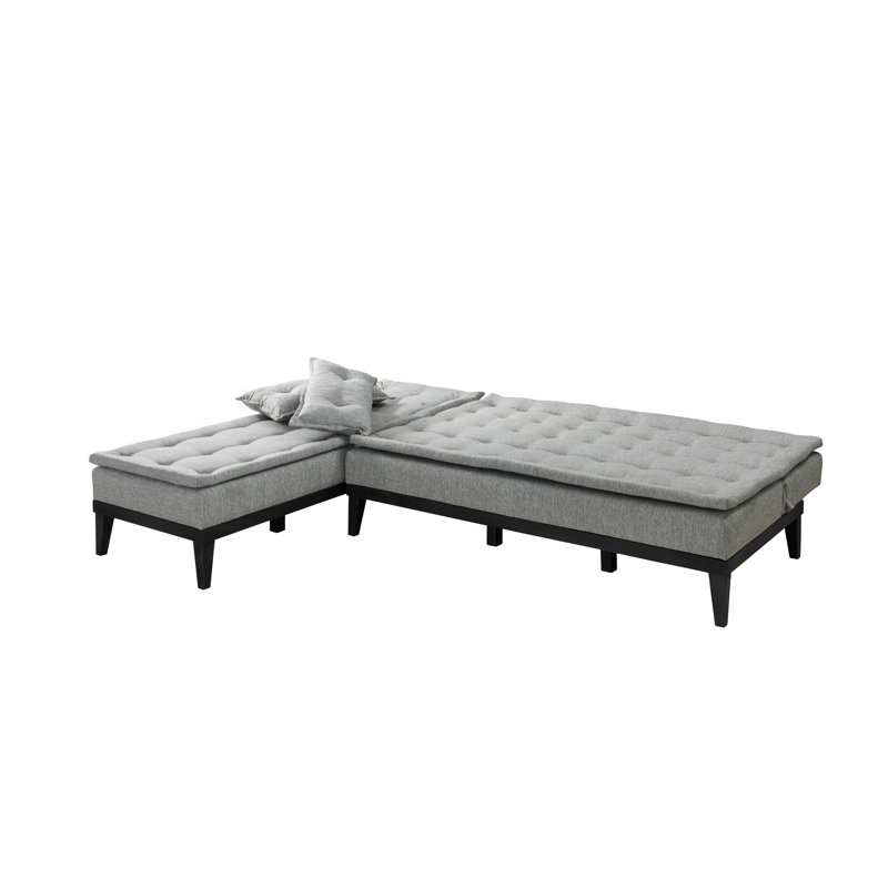 Canapé modulaire d'angle rembourré 88,6 po Sky, Velours gris
