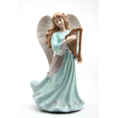 Figurine musicale ange avec harpe