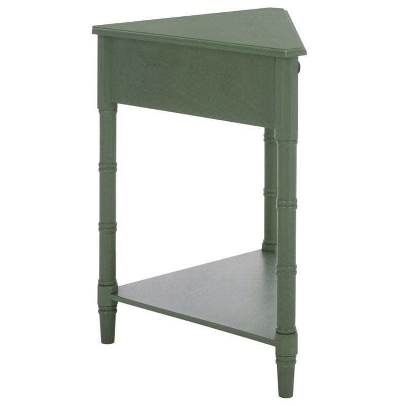 Twerton Solid Wood 3 Legs End Table with Storage, Dusty Green