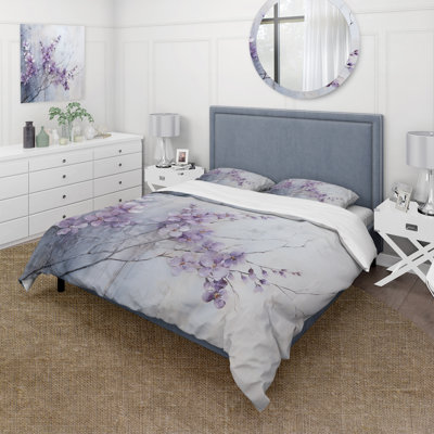 Purple Minimalism Violets - Violets Duvet Cover Set