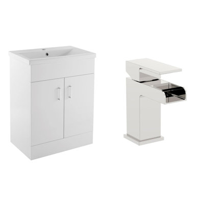 VeeBath Sobek 600mm Vanity Sink Unit & Waterfall Basin Mixer Tap