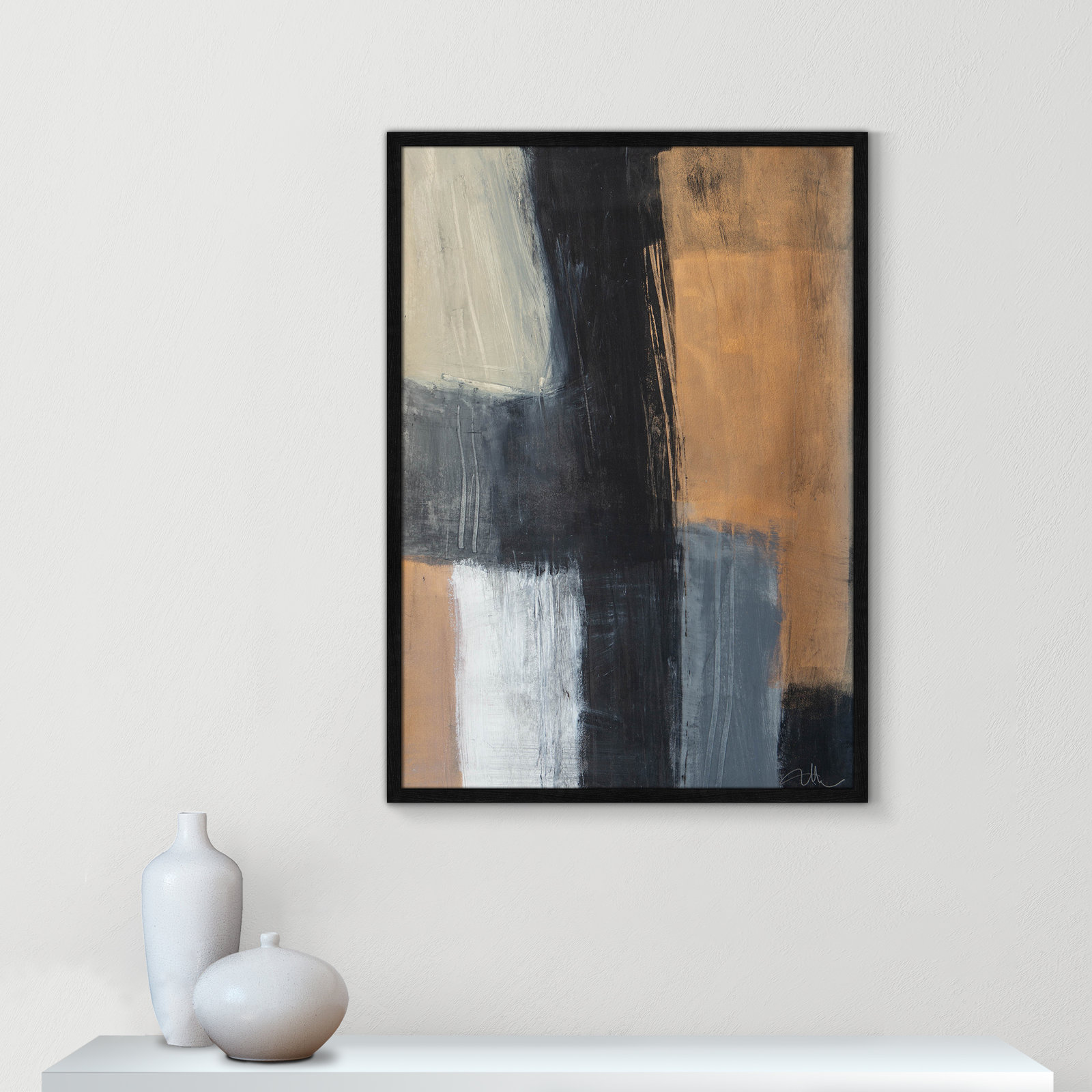 Metallic Slate II by Casa Fine Arts, Black Slim Unmatted Picture Framed, 35.5" H x 25.5" W x 1.25" D