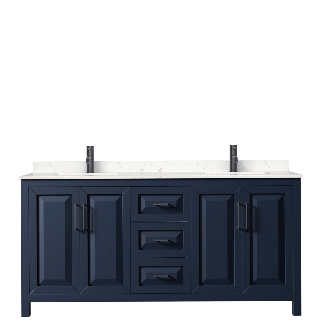 Daria 72'' Double Bathroom Vanity with Carrara Marble Top Wyndham Collection Base