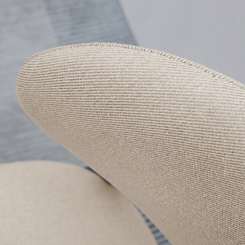 Beige Cotton-Linen Fabric Upholstered Dining Chair with Black Solid Wood Legs, Armless Chair Set of 2 for Kitchen, Restaurant, Living, Meeting Room