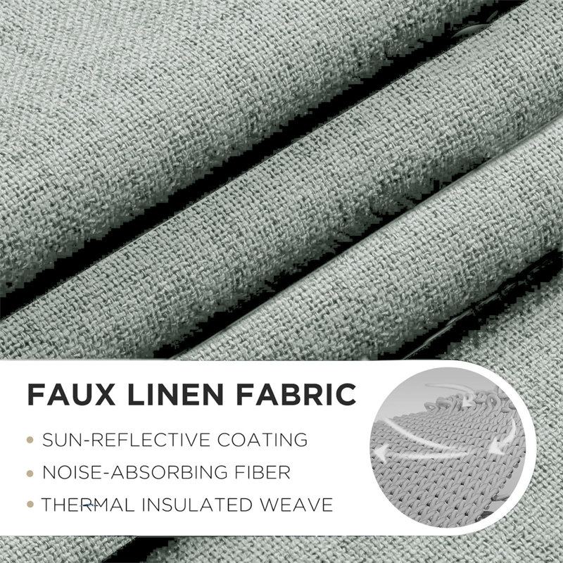 100% Linen Blackout Curtains with Eyelets – Ready Made (Set of 2), Sage, 117cm Width x 137cm Drop