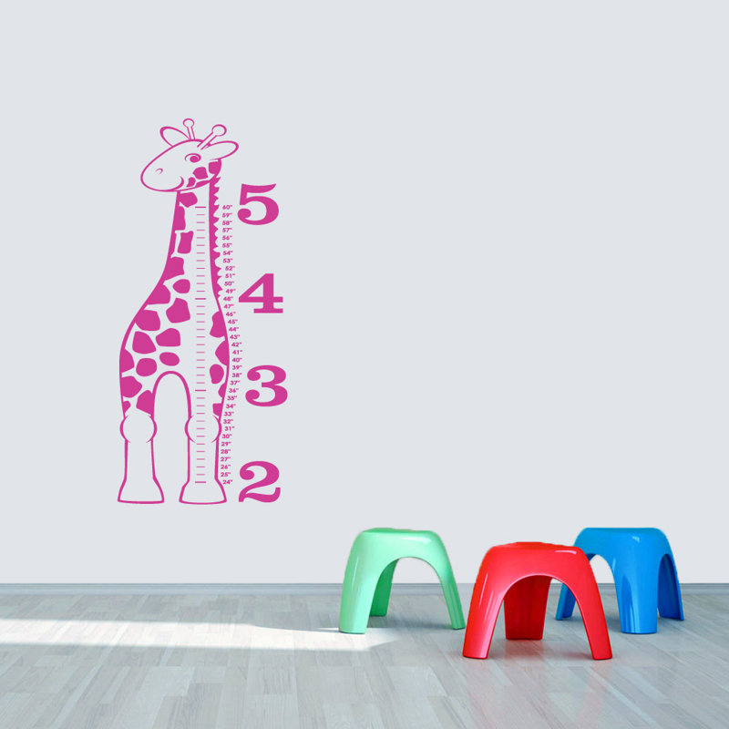 Décalcomanie murale « giraffe growth chart », Rose vif