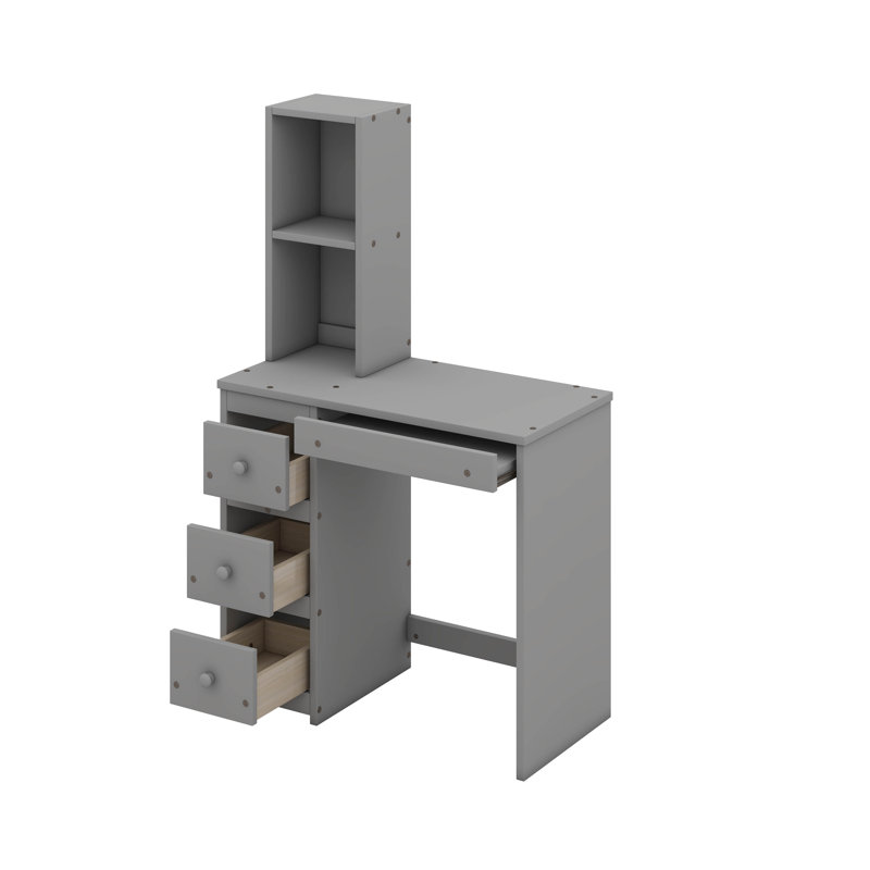 Kids Twin Loft Bed with Drawers, Gray