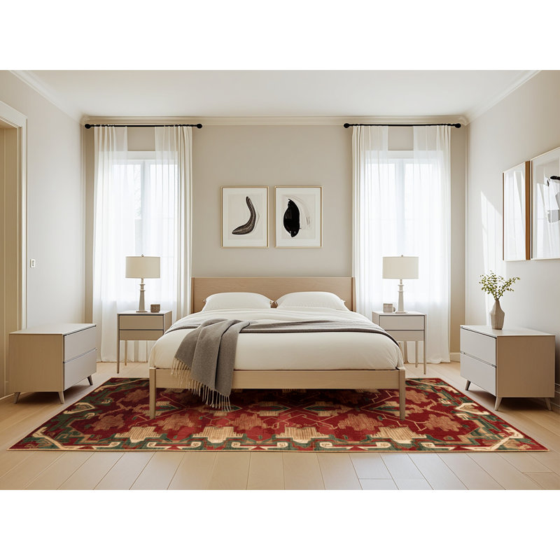 Machine Washable Art Deco Brown Area Rug, Rectangle 5' x 8'