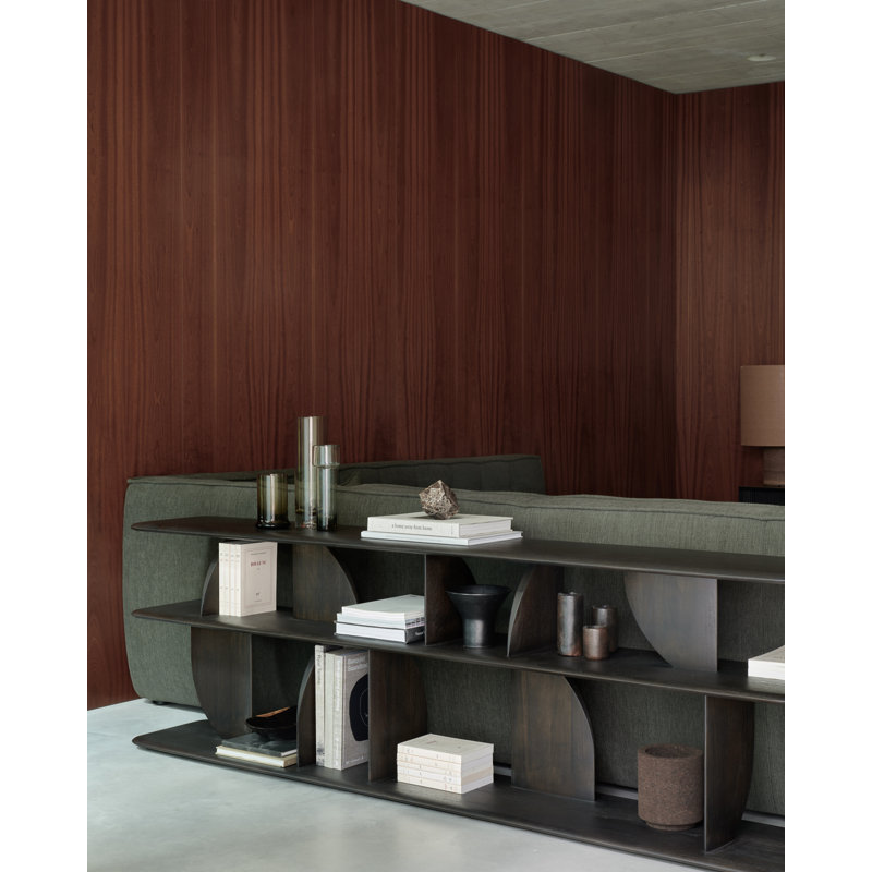Geometric 82.5'' W Solid Wood Console Table, Dark Brown
