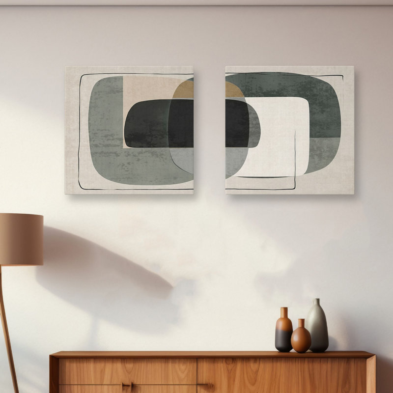 Stylish Decorative Canvas Paintings (2 Pieces), 12 x 12 Inches | 100% Canvas with 100% Wooden Frame | Perfect for Living Room, Bedroom, or Office Decor, Adds Elegance and Modern Touch to Any Space