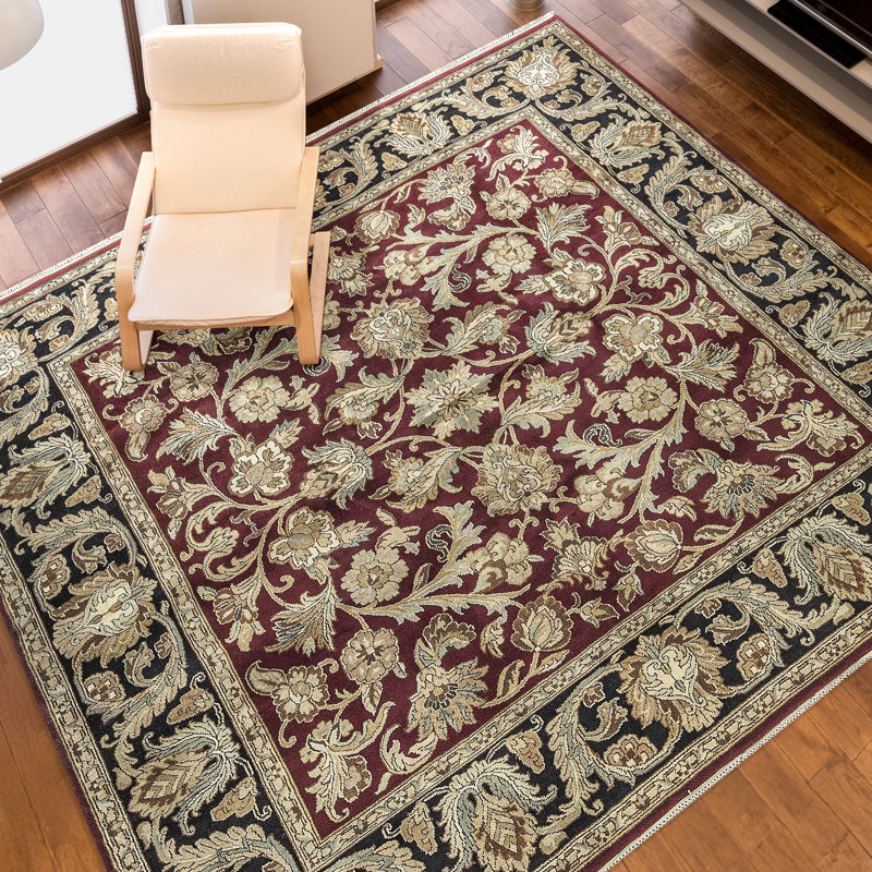 Magnolia Wool Oriental Area Rug in Beige/Red/Black