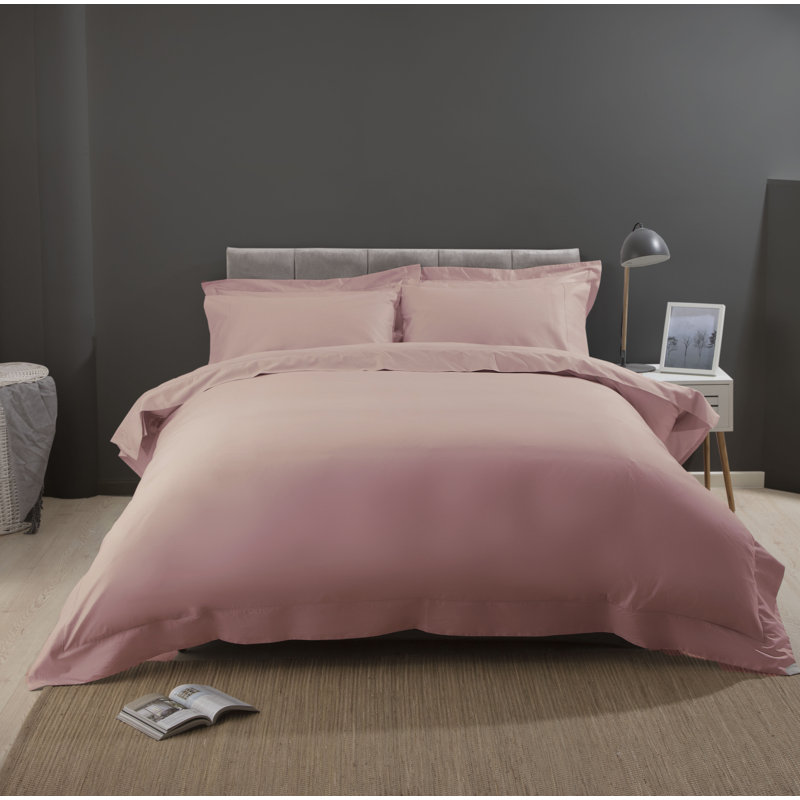 Belledorm Plain Dye 400 TC Egyptian-Quality Cotton Duvet Cover, Double Duvet Cover, Blush