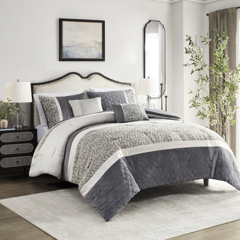 5 édredon rayé texturé, double / grand lit, literie 5 pièces pour lit double / grand lavable à la machine, tissu, facile à nettoyer