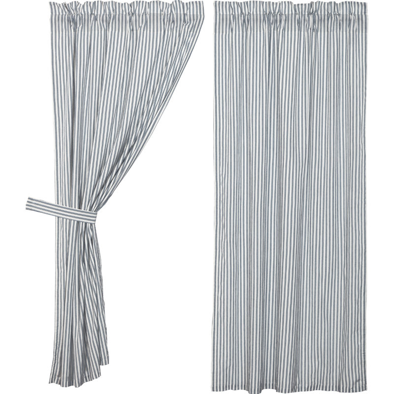 Sawyer Mill 100% Cotton Room Darkening Curtain Panel Pair, Denim Blue, Soft White