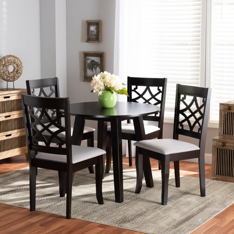 4 - Person Solid Wood Top Four Leg Dining Set, Dark Brown