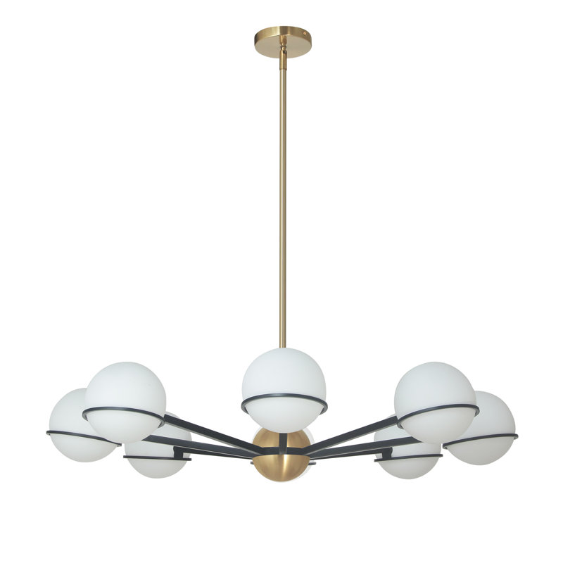 Lustre halogène 8 lumières Sofia, Noir mat / laiton vieilli