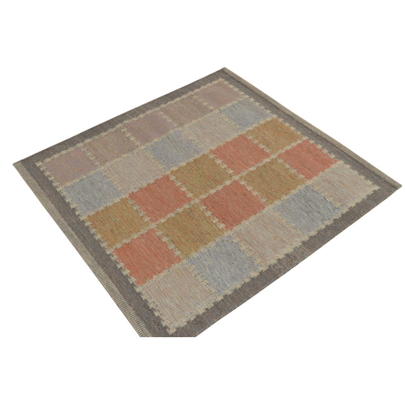 Scandinavian Wool Geometric Area Rug, Recatangle 8' x 10'
