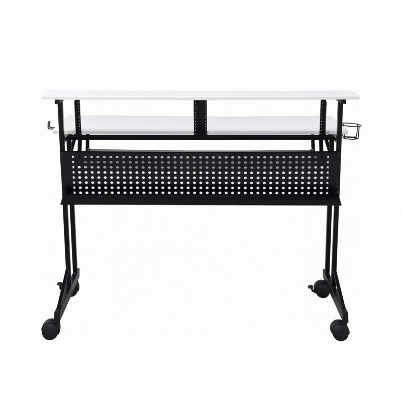 Bureau de studio de musique avec base en métal, Blanc