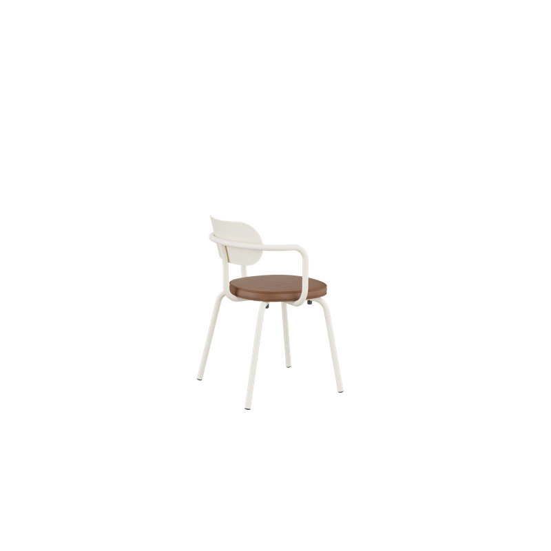 Khylia 18.1'' H Upholstered Metal Armchair, Tan, Pure White