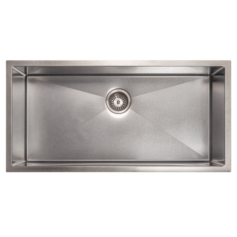 DuraSnow® ZLINE 36" Meribel Undermount Single Bowl Fingerprint Resistant Stainless Steel Kitchen Sink with Bottom Grid